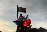 Michelle's daughter Jana Chan with Czech flag on top