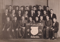 Josef Jelínek (third left, back row), Food High School, Plzeň, 1951