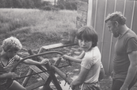 With children at the cottage, 1980s