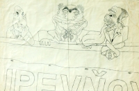 Kresba Petra Procházky na výstavu v loketském amfiteátru, 80. léta