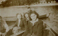 Růžena Dlabalová with friends on Máchovo Lake, early 1950s
