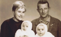 Božena Tomšová with her husband and children, 1960s