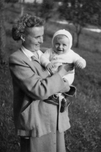 With his mother Marie Štěpánková , 1951