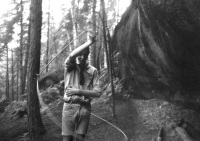 Vojtěch Pokorný at the underground scout camp (TOM) in the Kokořín region, 1986