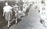 Věra Horáková leading little Sokol girls