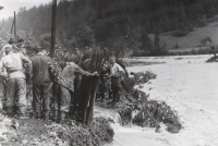 Military garrison from Martin, help of soldiers during floods, Slovakia, 1958