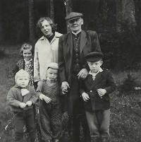 Her grandfather with grandchildren and daughter Ludmila (1960)