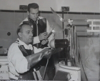 Eduard Krützner (back) and Vilém Vyšín (front) in the health office, first half of the 1960s
