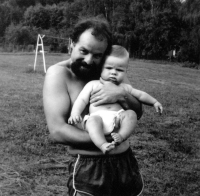 Tomáš Klepek with his son Cyril, 1988