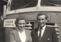 Květoslava Čaloudová with husband on a trip to Lednice in 1957