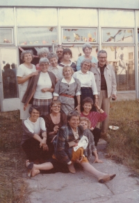 With colleagues from Studio Bratři v triku at a birthday party (the witness is sitting first from the left)