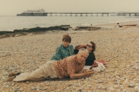 Visiting her parents in England. In the foreground father Karel Náprstek, witness in blue, in the background mother, Brighton, 1968