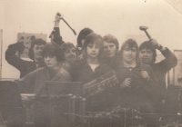 Miroslav Černota - in the middle, SOU liftman, Vratislavice, 1974