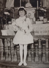 Drahomíra Šebestová at first communion