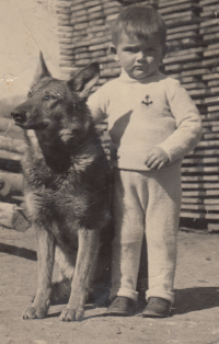 The witness at age four with his dog Bojek