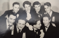 With his classmates from grammar school (bottom right), Prague