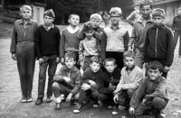 Michal Holeček in the top row, third from the right, pioneer camp, 1968