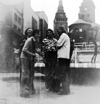 Michal Holeček (right) with friends in Žilina, 1974