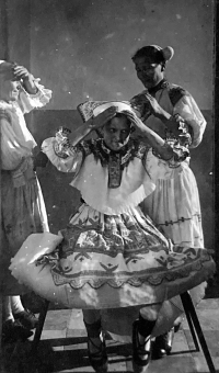 His maternal grandmother in folk costume in Čičmany, Slovakia, where his grandfather was a teacher during the First Republic