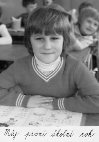 Witness as a first grade pupil at primary school, 1980