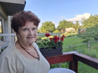 Marie Satrapová in the garden of her house in Rychnov nad Kněžnou, July 2025
