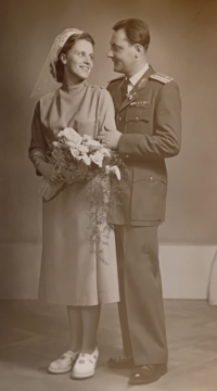 Ján Bačkovský and his second wife Marina, née Krobová; wedding photo from 1955