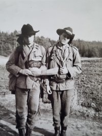 Friends on a hiking trip in 1988 with a made ribbon 25th FEBRUARY - LAST FAREWELL