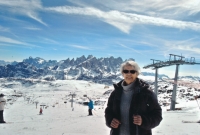 Libuše Čihařová on skis in the Dolomites, 2018