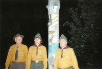 Scouts Zdeněk "Jirka" Beran, Vlasta "Vatan" Walter and Čestmír "Dafne" Janata - Firefly and Wolf Cub Race, 1994