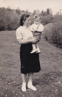 Mother Ludmila with son Miloš, 1952
