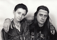 Miroslav Černota and Madla Zimová, filming the movie The Past (Minulost), Ostrov nad Ohří, 1998