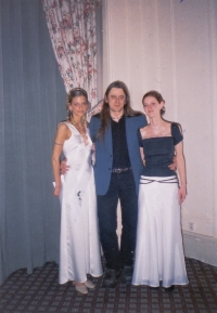 Miroslav Černota with his daughters, Grandhotel Pupp, 1990s