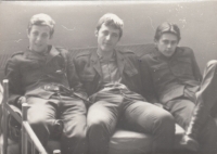 Miroslav Černota on the right, war, Strašice near Rokycany, 1978