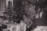 Miloš Lehečka with his children Radek and Martina at Christmas 1979