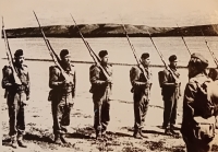 Recruits of the Czech corps in Buzuluk, the USSR in Buzuluk; photo developed from a frame of a documentary filmed in Buzuluk