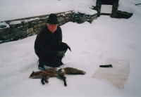 Jaromís Gebas with a hunted fox, Špindlerův Mlýn, 1996