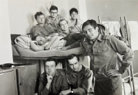 In the army, first row left