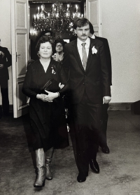 Wedding photo with mother Frantiska, 1984