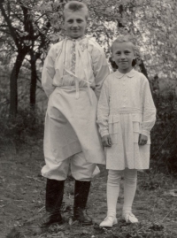 Jaroslav Švach, about ten years old, with his sister Anička