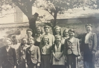 Primary school, Vladimír Koudelka on the right, 1940s