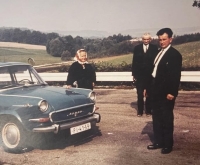 Meeting with his brother John in Heidelberg. Parents, Vladimír Koudelka on the right, August 1969