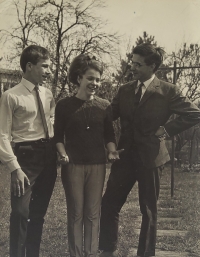 Alena Krutová (married Parthonnaud) with her brothers, March 1965