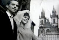 Vladimír Navrátil and Emma Navrátilová on their wedding day, 13 October 1961, Prague