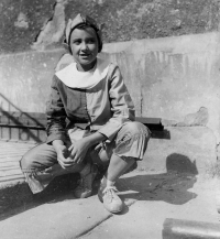 Jitka Chytráčková, then Náprstková, in theatre costume, Turnov, 1960