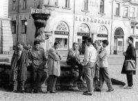 Gotthard Janda on the left with classmates in Uherské Hradiště