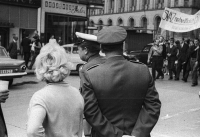 Parade on May 1, 1968 at Zelný trh in Brno with members of the Association of Non-Residents, of which Gotthard Janda was a member