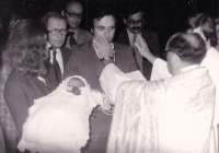 Baptism of her son, Václav in the Church of Our Lady of the Snows