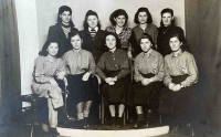 Classmates of the training school, Vasiliki Niku first from the right in the top row