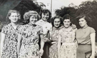 Vasiliki Niku with friends from Krnov in Prague at the Spartakiad, 1955