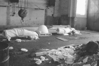 The photo is from a series of photographs documenting the creation of a new statue of Milan Rastislav Štefánik. The original from Bohumil Kafka's sculpture studio was destroyed by the communist regime in Bratislava in 1953. The creation of the copy was led by Gotthard Janda